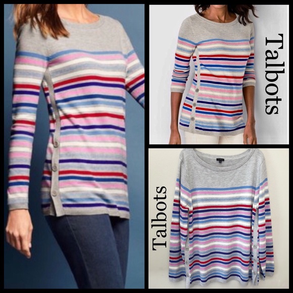 Talbots Tops - SOLD!Talbots MultiColor Stripe Side Button Sweater